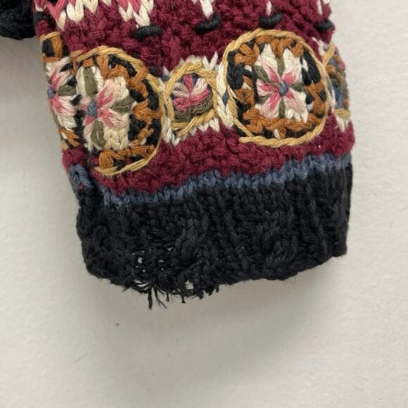 Vintage Handknitted Express Tricot Floral Stripes Chunky Cottage Sweater Medium - Picture 9 of 10